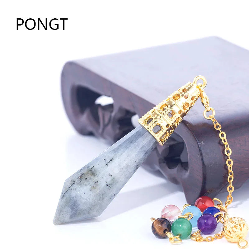 Labradorite Opal Amulet for Dowsing Reiki Healing Crystals Chakra Pendulum