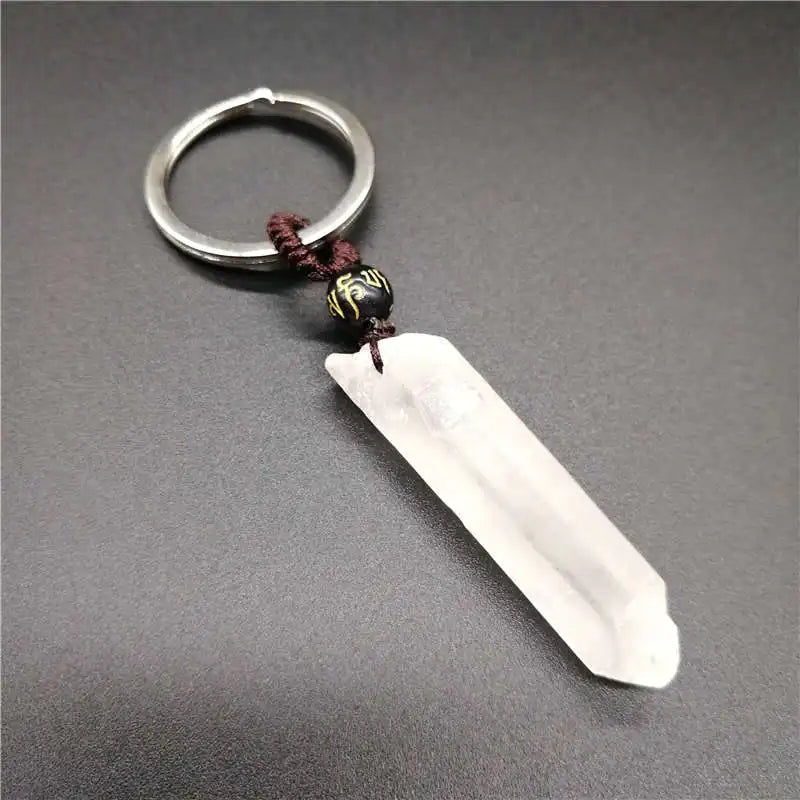 Quartz Crystal KeyChain Pendulum Prism Chakra Healing Jewelry