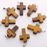 30pcs Natural Tigerite Eye Stone Cross Charms Bead Pendant DIY Jewelry Making