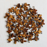 30pcs Natural Tigerite Eye Stone Cross Charms Bead Pendant DIY Jewelry Making