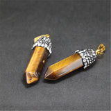 Natural Yellow Tiger Eye Stone Hexagonal Quartz Pendant for Jewelry Making