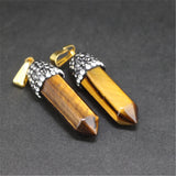 Natural Yellow Tiger Eye Stone Hexagonal Quartz Pendant for Jewelry Making