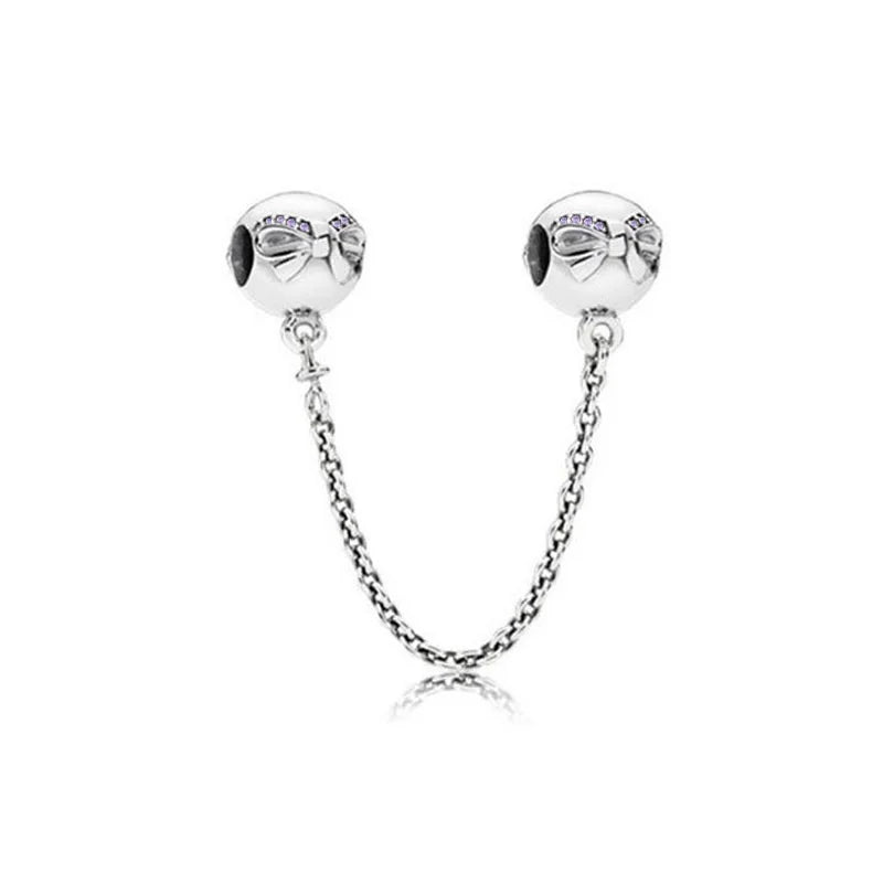 Silver Lock Flower Safety Chain Charm for Women
