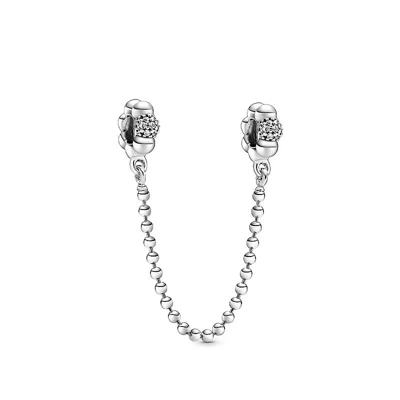 Silver Lock Flower Safety Chain Charm for Women