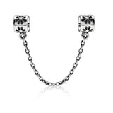 Silver Lock Flower Safety Chain Charm for Women