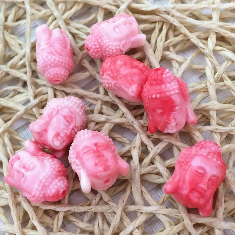 Pink Artificial Coral Buddha Pendant 15x19mm Jewelry 5pcs