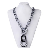 Punk Acrylic Choker Necklace Statement Long Chain Pendant Women's Jewelry