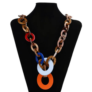 Punk Acrylic Choker Necklace Statement Long Chain Pendant Women's Jewelry