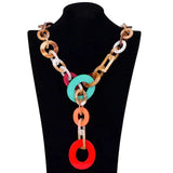 Punk Acrylic Choker Necklace Statement Long Chain Pendant Women's Jewelry