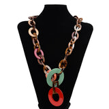 Punk Acrylic Choker Necklace Statement Long Chain Pendant Women's Jewelry