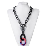 Punk Acrylic Choker Necklace Statement Long Chain Pendant Women's Jewelry