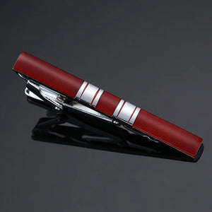 Red Enamel Square Tie Clip Men's Tie Bar Wedding Accessory