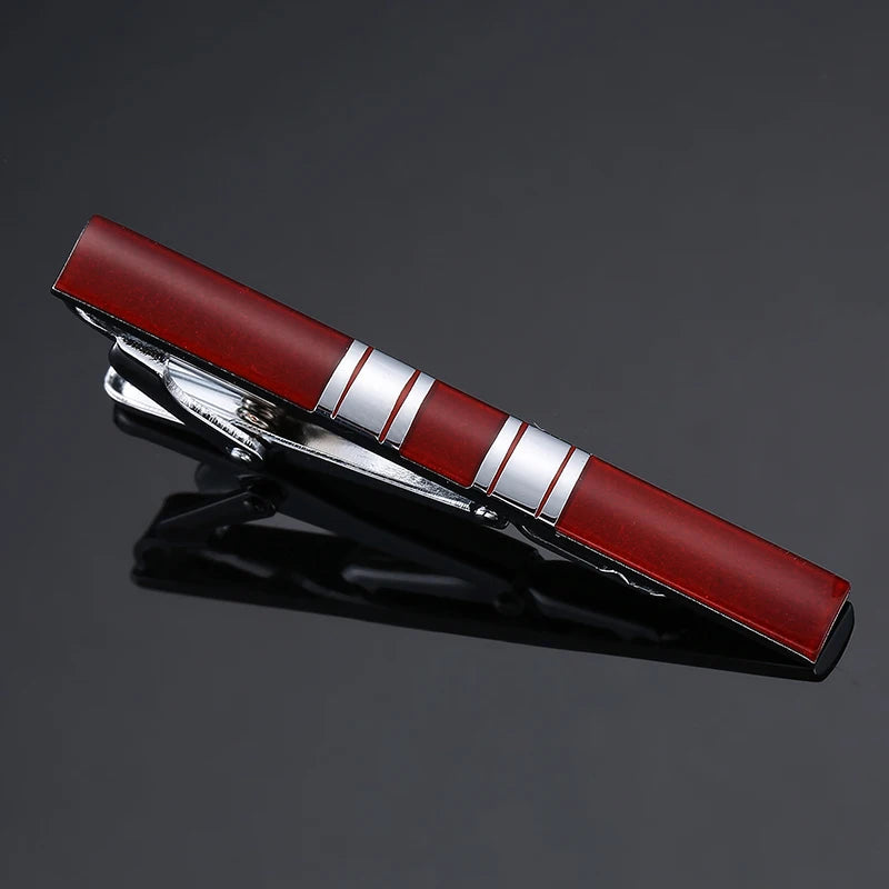 Red Enamel Square Tie Clip Men's Tie Bar Wedding Accessory