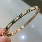Snake Bone Bracelet with Malachite Inlay