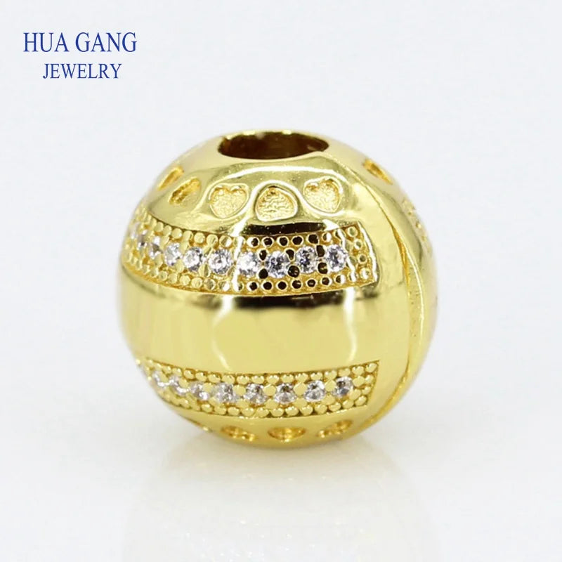 High Shine S925 Sterling Silver Logo Clip Bead for DIY Jewelry