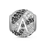 Silver Zirconia Alphabet Bead Pendant Charm for Bracelet Bangle