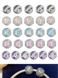 Silver Zirconia Alphabet Bead Pendant Charm for Bracelet Bangle