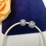 Silver Zirconia Bead Pendant Dangle Charm for Bracelet DIY Jewelry