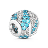 Silver Zirconia Bead Pendant Dangle Charm for Bracelet DIY Jewelry