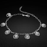 Fashionable Crown Pendant 925 Silver Women's Anklet