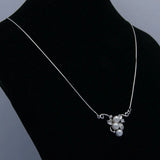 925 Silver Flower Pendant Necklace Charm Lady Pearl Necklace