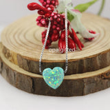 925 Silver Heart Opal Pendant Necklace