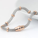 Titanium Steel Cable Mesh Chain Bracelet with Magnet Clasp for Women