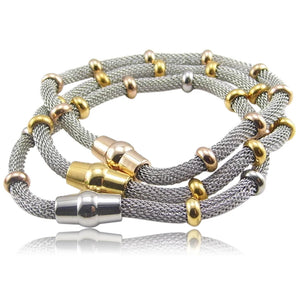 Titanium Steel Cable Mesh Chain Bracelet with Magnet Clasp for Women