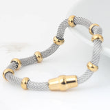 Titanium Steel Cable Mesh Chain Bracelet with Magnet Clasp for Women