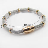Titanium Steel Cable Mesh Chain Bracelet with Magnet Clasp for Women