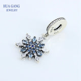 925 Sterling Silver Crystalized Snowflake Dangle Charm Bead for Bracelet