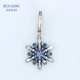 925 Sterling Silver Crystalized Snowflake Dangle Charm Bead for Bracelet