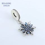 925 Sterling Silver Crystalized Snowflake Dangle Charm Bead for Bracelet