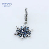925 Sterling Silver Crystalized Snowflake Dangle Charm Bead for Bracelet