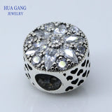 925 Silver Winter Snowflakes Round Beaded Jewelry Cubic Zirconia Crystal