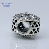 925 Silver Winter Snowflakes Round Beaded Jewelry Cubic Zirconia Crystal