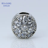 925 Silver Winter Snowflakes Round Beaded Jewelry Cubic Zirconia Crystal