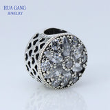 925 Silver Winter Snowflakes Round Beaded Jewelry Cubic Zirconia Crystal