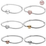 S925 Sterling Silver Heart Snake Bone Bracelet for Women DIY Jewelry