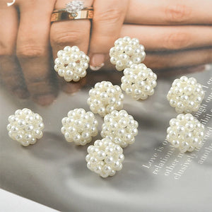 Hollow Woven Pearl Ball DIY Ear Stud Accessories Set