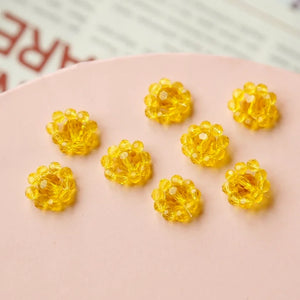 Retro Hand-Woven Glass Crystal Ball Flower Earrings Patch DIY Jewelry