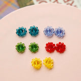 Retro Hand-Woven Glass Crystal Ball Flower Earrings Patch DIY Jewelry