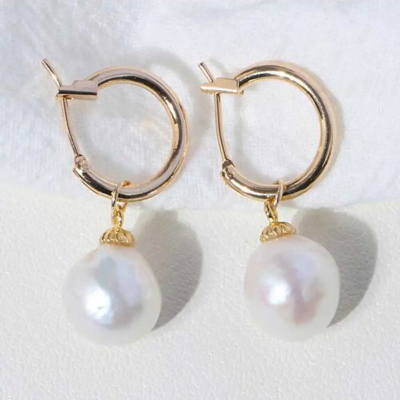 10-11MM Baroque Pearl Earrings Classic Wedding Ear Stud