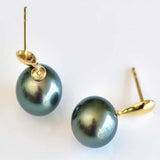 16MM Peacock Shell Pearl Earrings 18K Hook Easter FOOL'S Gift