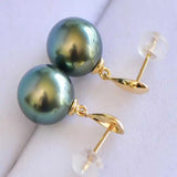 16MM Peacock Shell Pearl Earrings 18K Hook Easter FOOL'S Gift