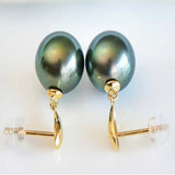 16MM Peacock Shell Pearl Earrings 18K Hook Easter FOOL'S Gift