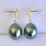 16MM Peacock Shell Pearl Earrings 18K Hook Easter FOOL'S Gift