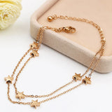 Double-Layered Chain And Star Anklet Top Titanium Steel Jewelry