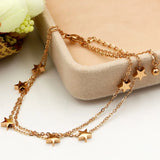 Double-Layered Chain And Star Anklet Top Titanium Steel Jewelry