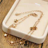 Double-Layered Chain And Star Anklet Top Titanium Steel Jewelry